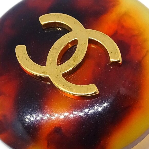 Chanel Brown Button Earrings Clip-On 97P 125668 - Picture 2 of 4